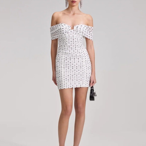 Self-Portrait Polka Dot Off-Shoulder Mini Dress - Picture 5 of 5